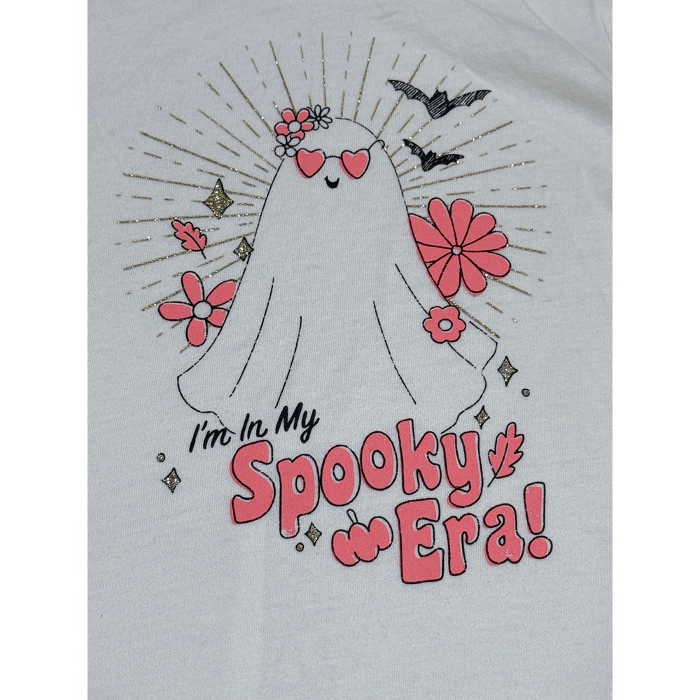 OshKosh B'gosh Girls Spooky Era Ghost Halloween Graphic Long Sleeve Tee Cream 3T